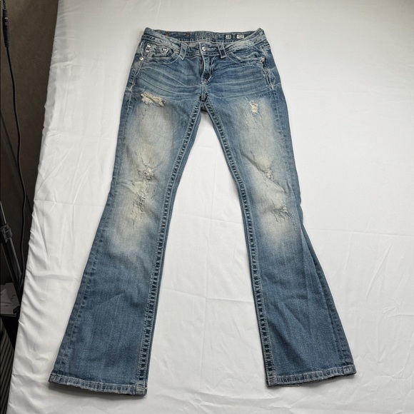 Miss Me Denim - Miss Me size 28 jeans JE8412BL signature bootcut distressed sparkly rhinestones